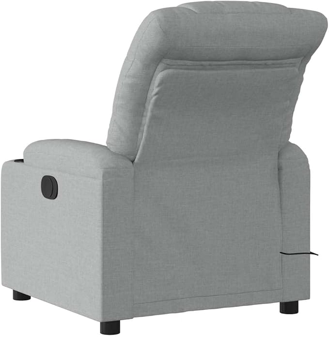 Electric Massage Recliner Chair Light Grey Polyester Fabric Metal Plywood Adjustable Living Room Comfy Relaxation