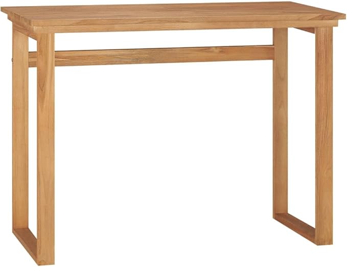 vidaXL Solid Teak Wood Desk - Rustic Farmhouse Style Medium-Sized Brown Versatile Usage as Console or Computer Table