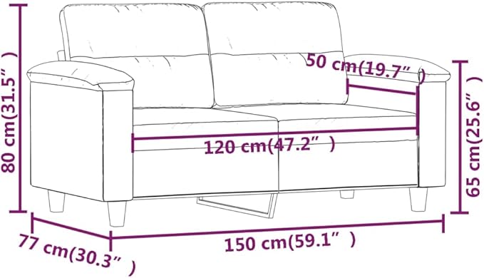 2-Seater Faux Leather Loveseat 59.1 x 59.1 x 31.5 in Modern Compact Couch with Steel Frame &amp Plush Armrests Black Small Sofa for Living Room Apartment Studio