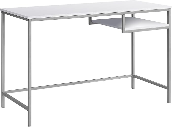Computer Desk Home Office Laptop 48 l Work White Laminate Grey Metal Contemporary Modern II852