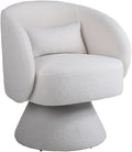 Swivel Accent Chair Swivel Barrel Chair with Pillow 360 Degree Swivel Armchair Round Club Chair for Living Room Bedroom Office Lounge (Grey + Faux Fur)