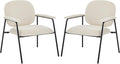 Accent Chair Set of 2 Velvet Upholstered Armchair Reading Side Chair Comfy Living Room Chair with Black Metal Legs for Bedroom Waiting Room Beige