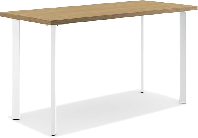 HON Coze Home Office Desks Sturdy Table Computer Desk 48 Natural Recon Top White Base