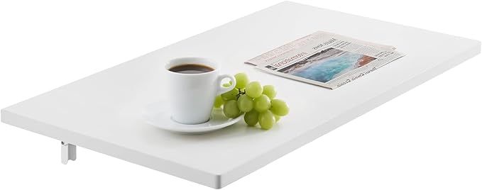 VEVOR Wall Mounted Folding Table 35.4 x 19.7 inches Wall Mount Table Floating Desk with Iron Bracket for Small Spaces Home Office Dining Laundry Room Kitchen Bar White