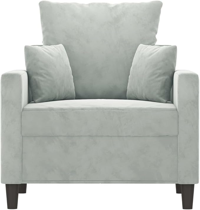 vidaXL Velvet Sofa Chair in Light Gray - Modern Styling with Comfortable Padding and Durable Metal Frame