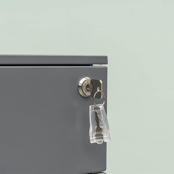 3 Drawer File Cabinet with Lock Mobile Filing Cabinet for Legal/Letter/A4 Size Fully Assembled Except with Wheels for Home/Office