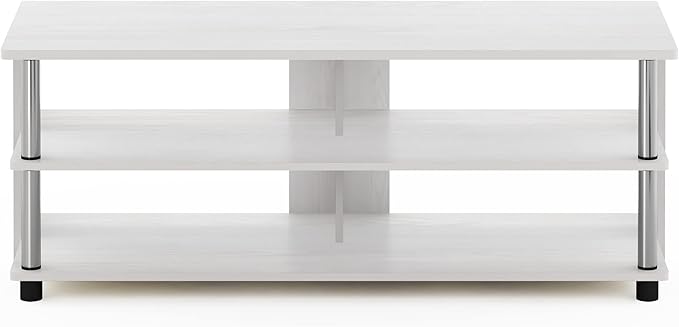 Furinno Sully 3-Tier Stand for TV up to 48 Inch White Oak/Chrome