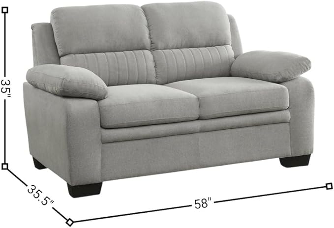 Gray 58-Inches Love Seat with Textured Fabric Upholstery Small Comfy Couch for Living Room Relaxing Seating and Stylish Décor