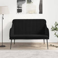 Modern Black Velvet Loveseat Bench Two Seater with Adjustable Armrests Soft Velvet Upholstery and Sleek Metal Frame for Living Room Bedroom Compact Sofa Bench for Small