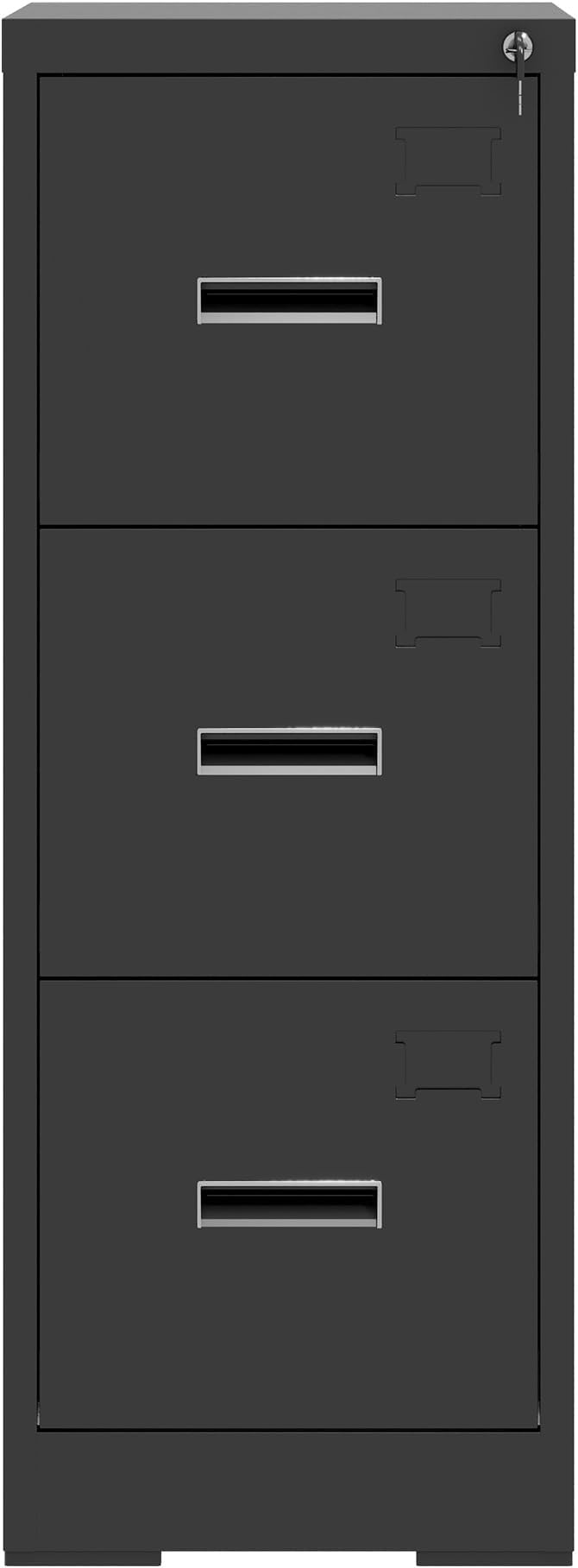 3 Drawer Small Metal Vertical File Cabinet with LockUnder Desk Storage Filing Cabinets for HomeOffice Cabinet Organizer Locking DrawersAssembly RequiredBlack