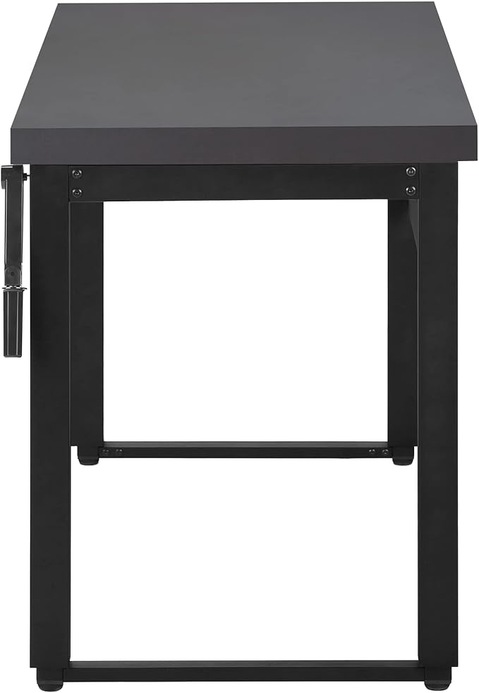 Penau Adjustable Computer Desk for Home Office Modern Grey Laminate Surface Black Metal Legs 47.25 Inchs Long Suitable for Small Spaces
