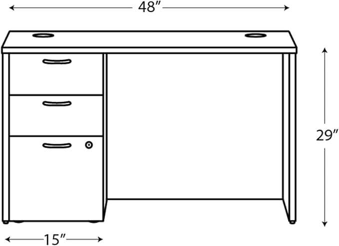 HON MOD Executive Office Desk with Drawers Modern Computer Desk with Pedestal Home Office 48 W Walnut