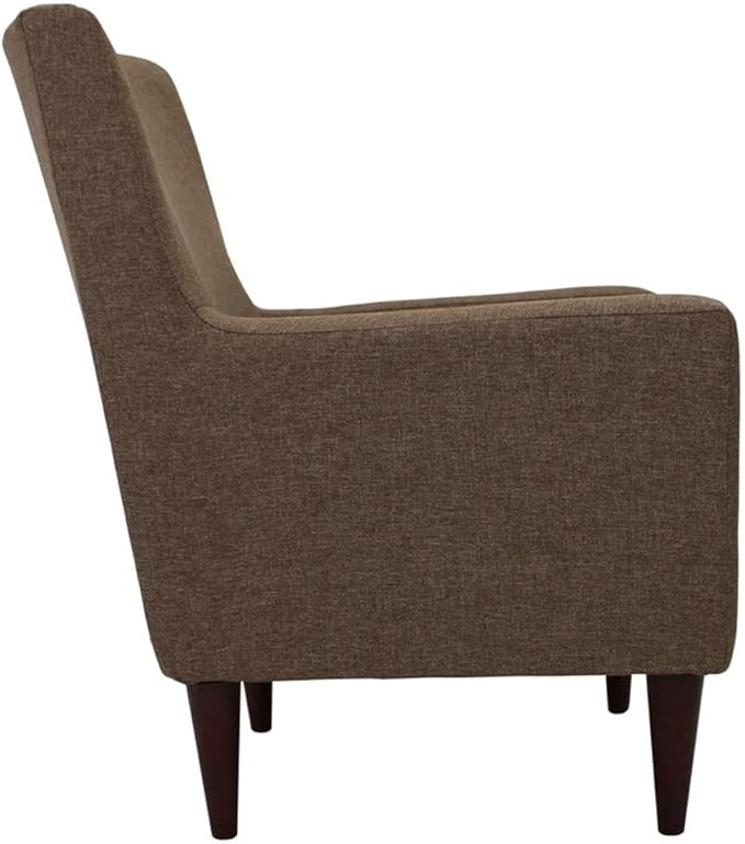 Pemberly Row Traditional Fabric Arm Chair 34.5 H x 28 W x 30 D Pecan Brown Finish Woven Textured Fabric Padded Seat Durable Construction Classic Accent Chair for Living Room or Bedroom