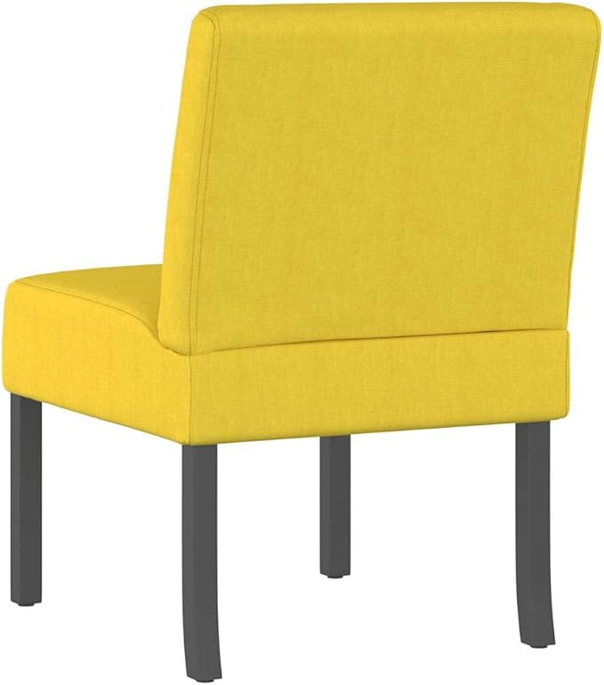 vidaXL Modern Slipper Chair with Supportive Backrest Light Yellow Fabric Upholstery Solid Wood Legs Stylish Living Room Furniture Cushioned Seat