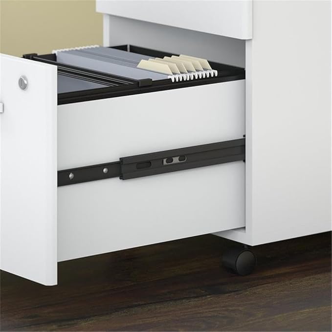 Scranton &amp Co 2 Drawer Mobile File Cabinet 27.87 H x 15.7 W x 20.15 D Engineered Wood and Metal White Finish Locking for Office Storage Contemporary Design with Rolling Casters