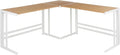 LumiSource Roman L Shaped Desk Home Office Desk Computer Desk White Desk Natural Wood Desk for Bedroom L Shaped Gaming Desk Farmhouse Desk