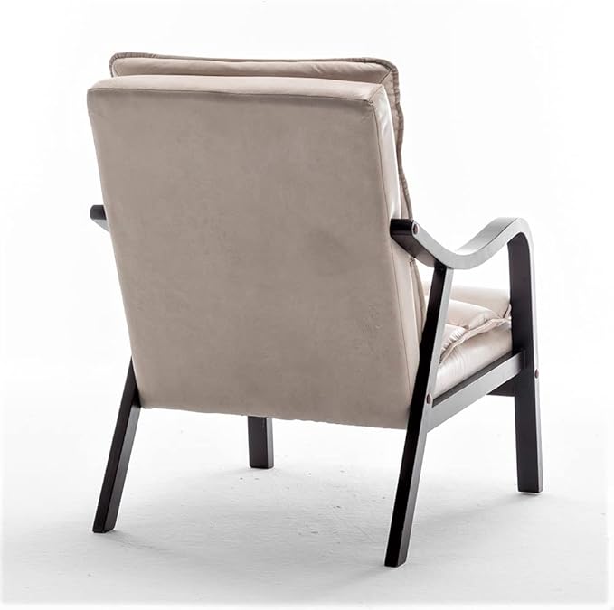 Mid Century Modern Accent Chair for Living Room Bedroom or Office Retro-Styled Armchair with Solid Wood Frame and Plush Cushioning Spotted Microfiber Light Camel