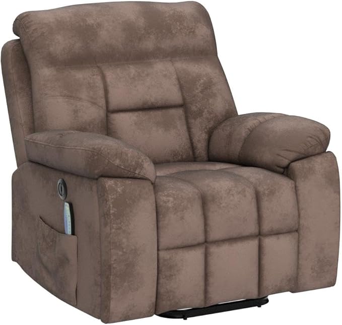 CANMOV Large Power Lift Recliner Chair with Massage and Heat for Elderly Big and Tall People Overstuffed Wide Recliners with 2 Cup Holders Side Pocket and USB Port Camel