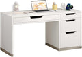 52 Inch White Desk with 4 Drawers Computer Desk with Storage for Small Spaces with Storage File Drawer Small Home Office Desk with Drawers for Bedroom