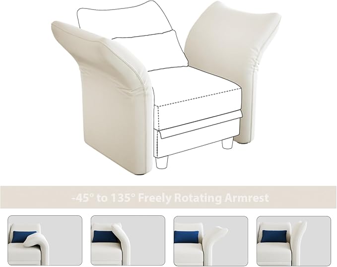 LLappuil 1 Piece Modular Armrest Backrest Module for Convertible Modular Sectional Couch Sofa Interchangeable Armrest Backrests Anti-Scratch Velvet White
