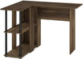 Furinno Abbott L-Shape Computer Desk with Bookshelf Columbia Walnut/Black