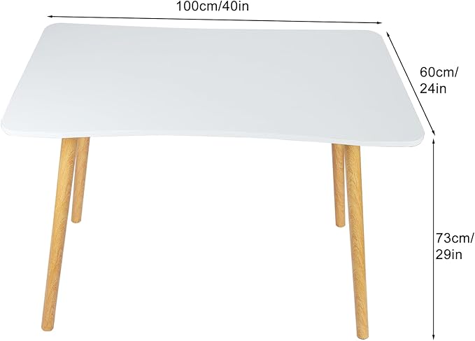 Computer DeskHome Office DeskNordic Style Home Study DeskStudent Wood Writing Table with Ergonomic EdgeMakeup Workstation for Living Room Kitchen Bedroom White