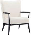 Pemberly Row Contemporary Lounge Chair Boucle Fabric White Finish Modern Arm Chair Black Metal Frame 18 Seat Height Minimalist Design for Living Room Nursery or Accent Seating