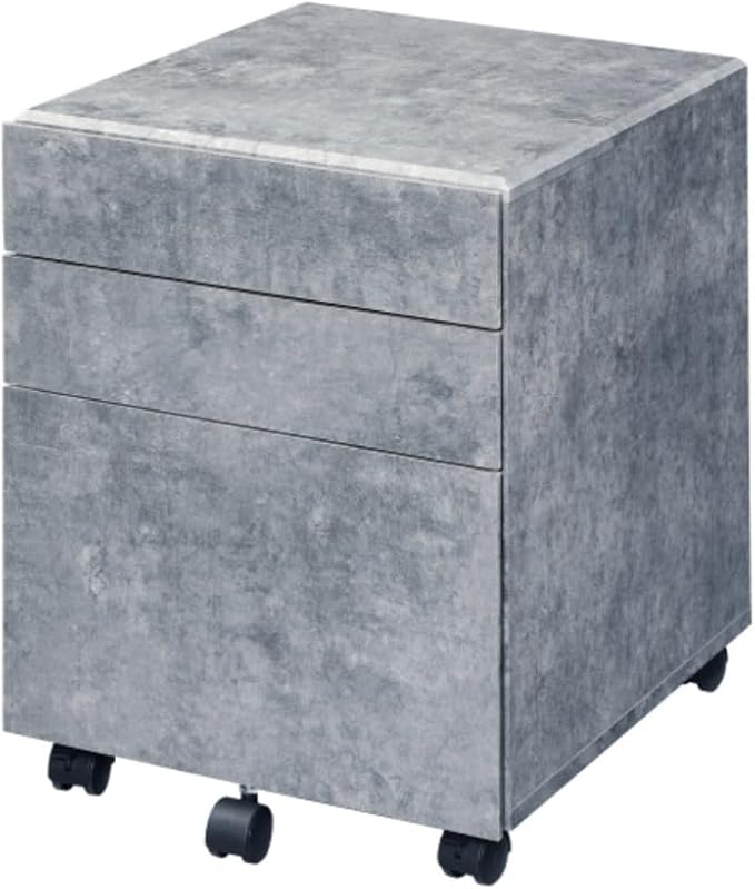 Hassyee Wooden Case-Frame Rectangular 3 Drawers File Cabinet with 5 Caster Wheels Home Office Corner Filing Cabinets Assembly Required