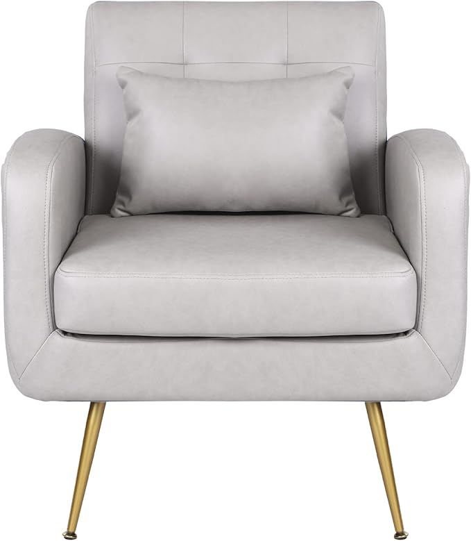 Vanbow.Technology Cloth Simple and Fashionable Metal Foot Single Back Chair Suitable for Bedroom Living Room and Office(Light Grey+Technology Cloth)