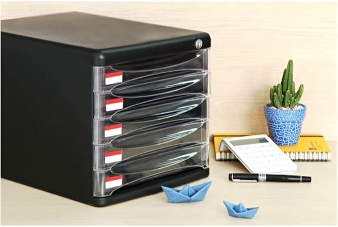 File cabinets Filing Cabinet dividers 5 Drawer A4 Desktop Plastic File Classification Data Storage Box 27X36X26cm Bookcase