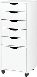 Mobile File Cabinet 5-Drawer Organizer with Bottom Cabinet Storage Tall Chest of Drawers with Caster Wheels Storage Cabinet for Home Office(White)
