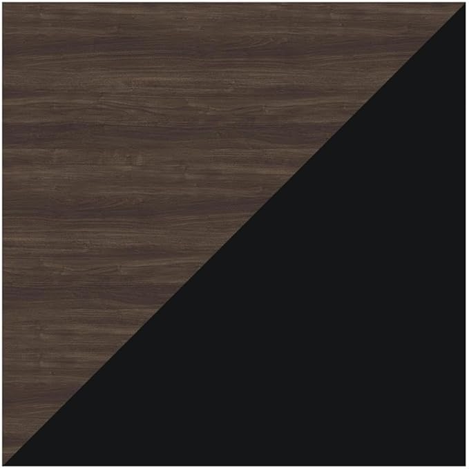Pemberly Row 57x27 Mid Century Modern Metal Desk Trail Walnut Laminate Top Black Steel Legs Durable Office Desk Easy Assembly Workspace for Home or Executive Office