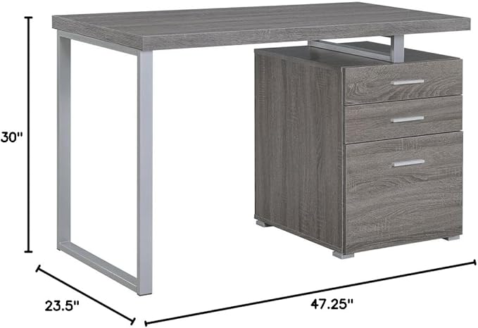 Stylish 3-Drawer Office Desk in Weathered Grey for Efficient Workspace Ideal for Modern Home and Office Settings