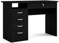 Black Home Office Desk with 5 Drawers and Open Shelf Lockable Storage Computer Desk and Study Table Ideal for Work from Home Setup