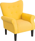 YOLENY Modern Accent ChairHigh Back ArmchairUpholstered Fabric Button Single Sofa with Wooden Legs for Living RoomBedroomClubYellow