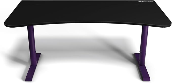 Arozzi Arena Ultrawide Curved Gaming and Office Desk with Full Surface Water Resistant Desk Mat with 3 Custom Monitor Mount Cut Outs and Under The Desk Cable Management Netting - Deep Purple