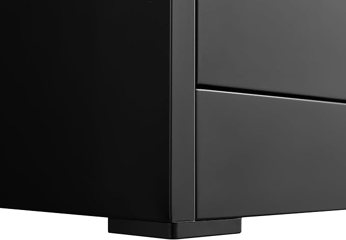 2 Drawer File Cabinet with Lock Vertical Metal Filing Cabinets for Home Office Organizer Storage Cabinet Fit Letter/A4/Legal Size FileAssembly RequiredBlack