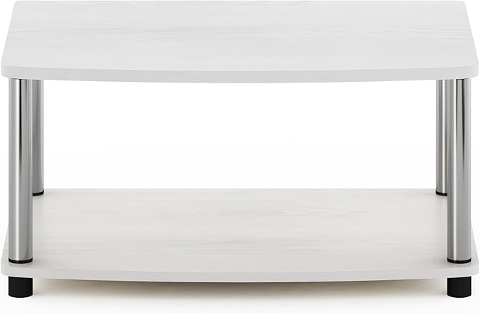 Furinno Turn-N-Tube Printer Stand with Storage 2-Tier Printer Table Under Desk Printer Stand for CPU Office Supplies Home Office White Oak