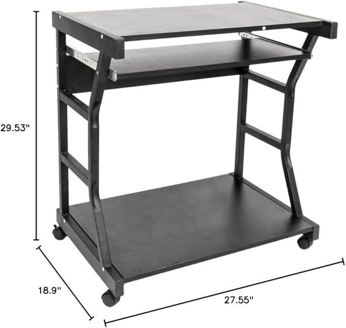 Small Mobile Rolling Computer DeskWooden Modern Office Computer DeskHome Office Laptop WorkstationSofa Bedside Laptop Tablewith Wheelsfor Small Spaces Bedroom Living Room Apartment (Black)