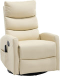 PELUMY 360° Swivel Rocker Recliner with Heat &amp Vibration Massage Glider Rocking Chair for Adults Compact Recliner for Living Room Small Spaces Nursery Bedroom (Breathable Leather Creamy Beig