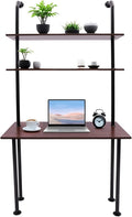 2-Shelf Industrial Wall Mount LadderWall Mount Computer Desk Writing DeskIndustrial Bookcase Desk with ShelvesFloating Desk with Storage Wall Table for Home Office Brown (20Dx30Wx72.7H)
