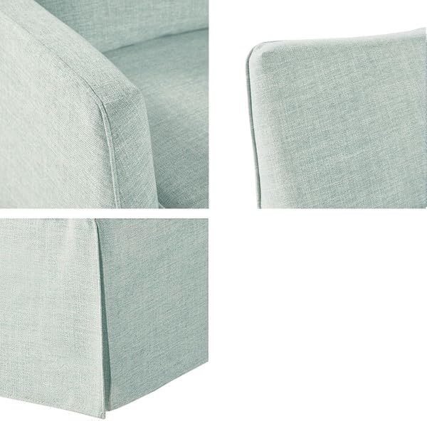 Martha Stewart 360° Mint Swivel Chair Modern Classic Skirted Armchair with Soft Removable Seat Cushions and Lumbar Pillow Rust Resistant Metal Swivel Base for Living Room Bedroom