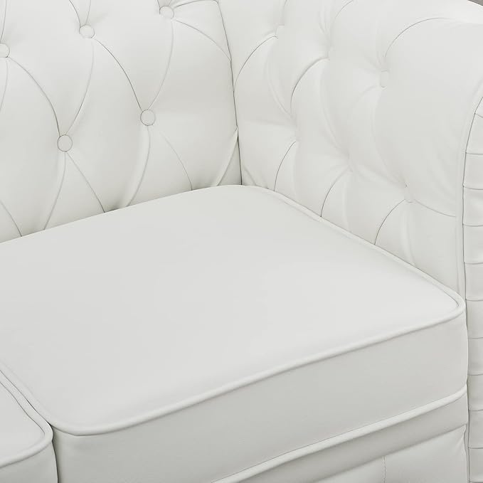 Naomi Home Modern Loveseat Sofa for Small Spaces – Faux Leather Loveseat Couch with Plush Cushions – Perfect for Young Couples &amp Family Living