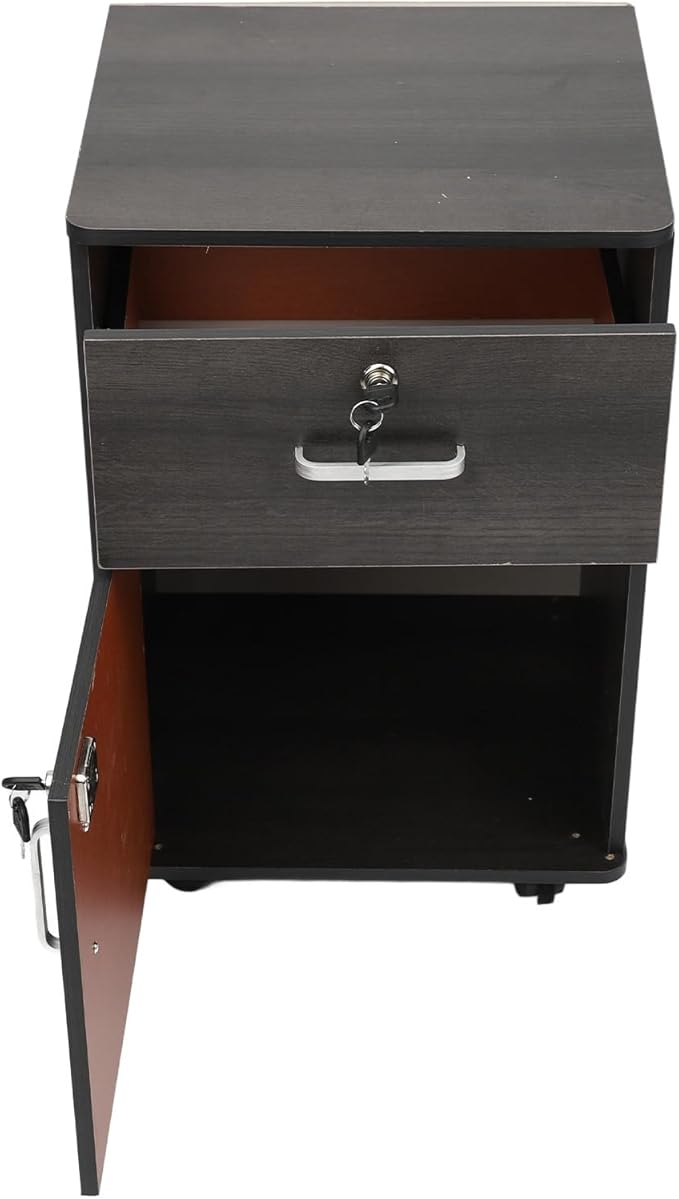 Under Desk Mobile File Cabinet Enhanced Security Mobile File Cabinet Stylish Appearance Easy Mobility for Office (Walnut Color)