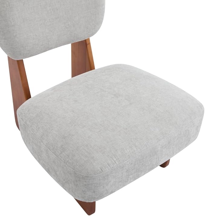 [Set of 2] Modern Beige Lounge Chair with Polyester Upholstery Sturdy Black Wood Base Stylish and Comfortable Accent Seating for Living Room (Gray + Walnut + Polyester + Solid Wood)