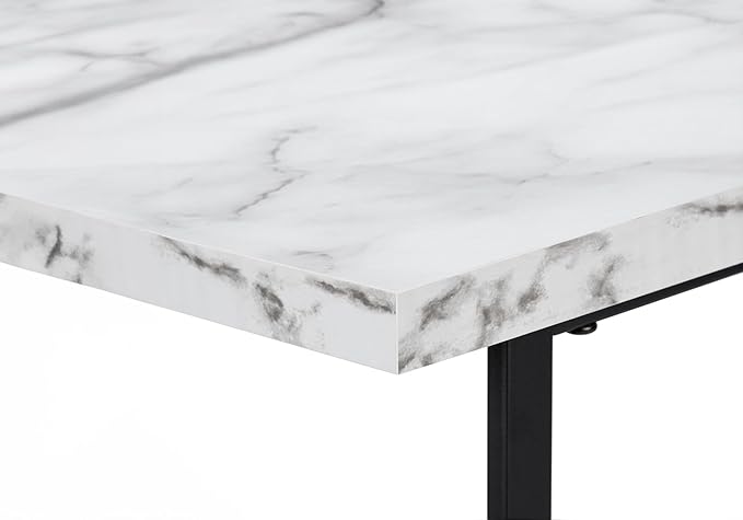 Computer Desk Home Office Laptop Storage Shelves 48 l Work White Marble Look Laminate Black Metal Contemporary Modern JJ863