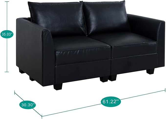Naomi Home Elizabeth Modern DIY Collection Black/Loveseat/Air Leather