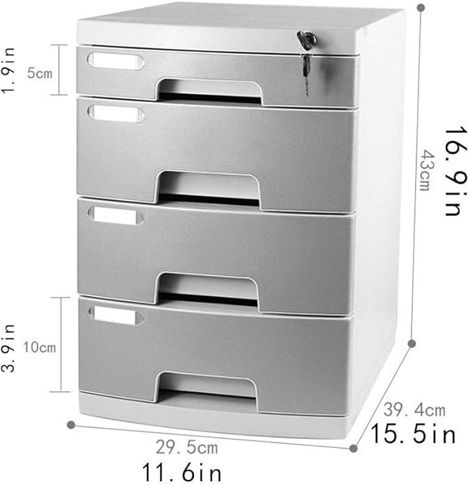 File cabinets Filing Cabinet dividers 4 Drawers with Lock Desktop Office File Classification Storage Storage Box 29.5X39.4X43cm Bookcase