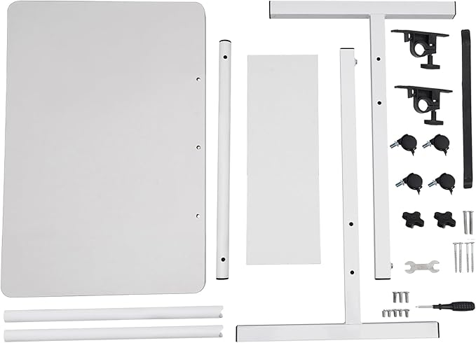 Movable Standing Desk Adjustable Height&ampAngle Rolling Computer Stand Laptop Podium Desk Lectern Portable Tilting Top Mobile Standing Lifting Desk for Office Classroom School (White)