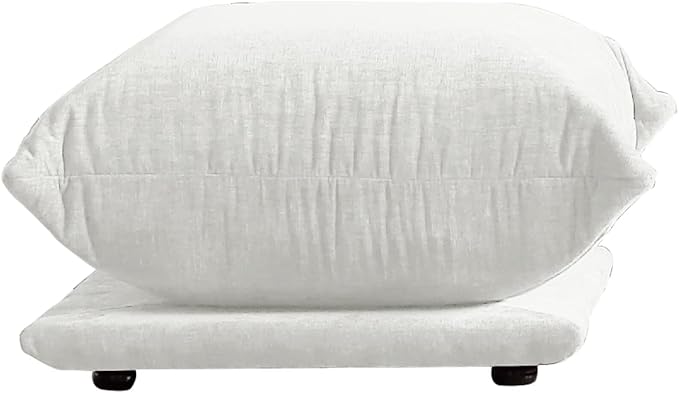 JACH Mid-Century Modern Ottoman Comfy Chenille Sofa Footrest Couch with Thick Cushion 26 Foot Stool Furniture for Small Spaces Living Room Bedroom Office Apartment White